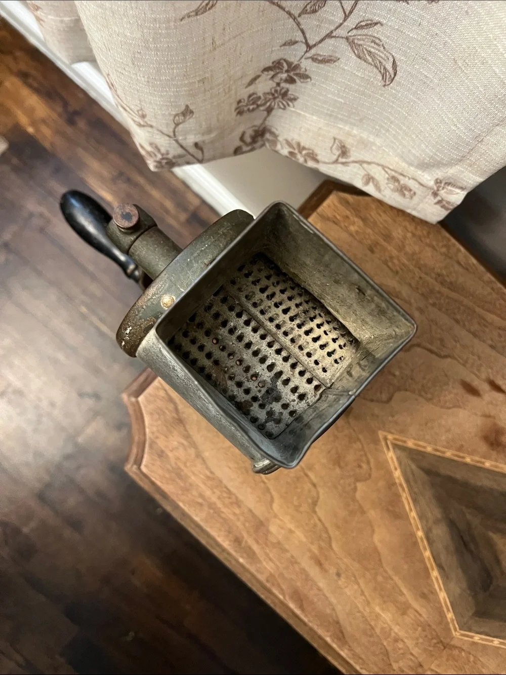 Antique Hand Crank Food Grinder - Gray Metal